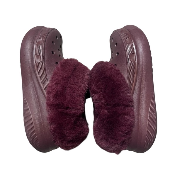 Crocs Furever Crush Lined Platform Clogs Dark Cherry Women’s Size 8 - Picture 3 of 4